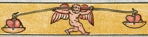 Eros balanceert twee harten, 1884 door Walter Crane